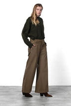 New York Palazzo Damen-Chinohose aus Gabardine, Wide Leg