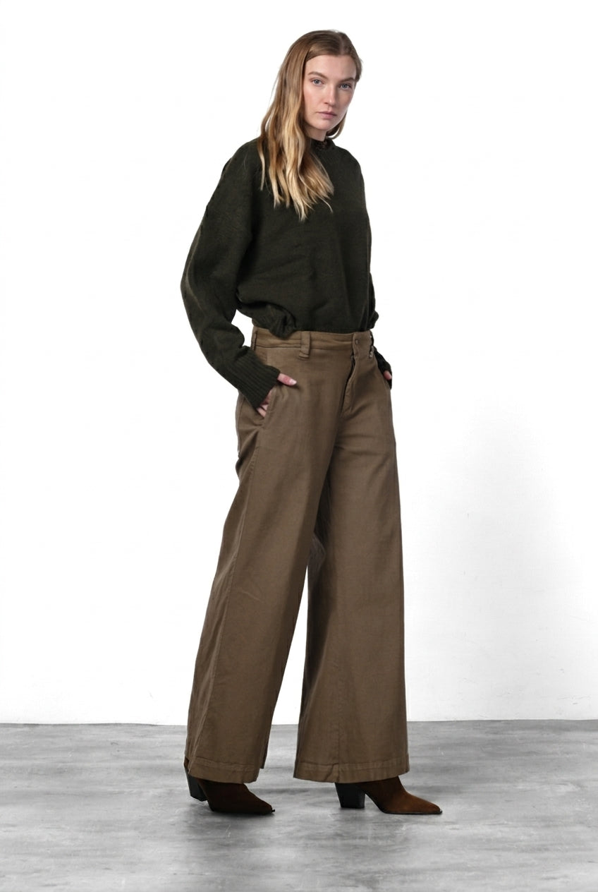 New York Palazzo Damen-Chinohose aus Gabardine, Wide Leg
