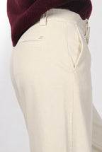 New York Palazzo pantalone chino donna in bull di cotone organico e lana wide leg
