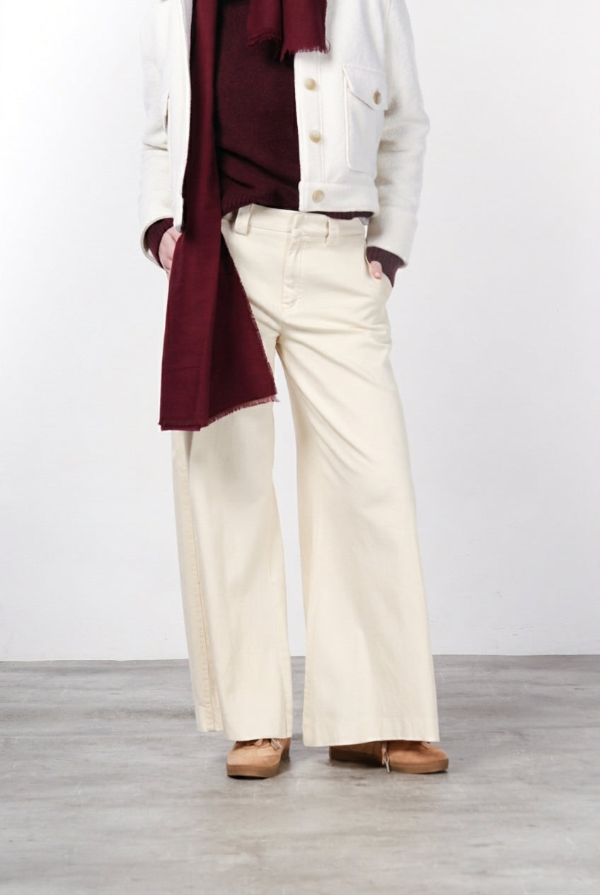 New York Palazzo pantalone chino donna in bull di cotone organico e lana wide leg