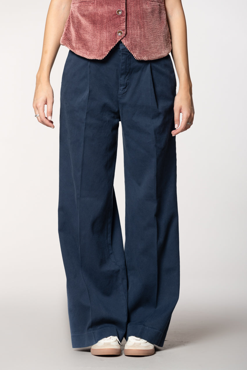 Ny Wide Pinces pantalon chino femme en coton et cachemire wide leg