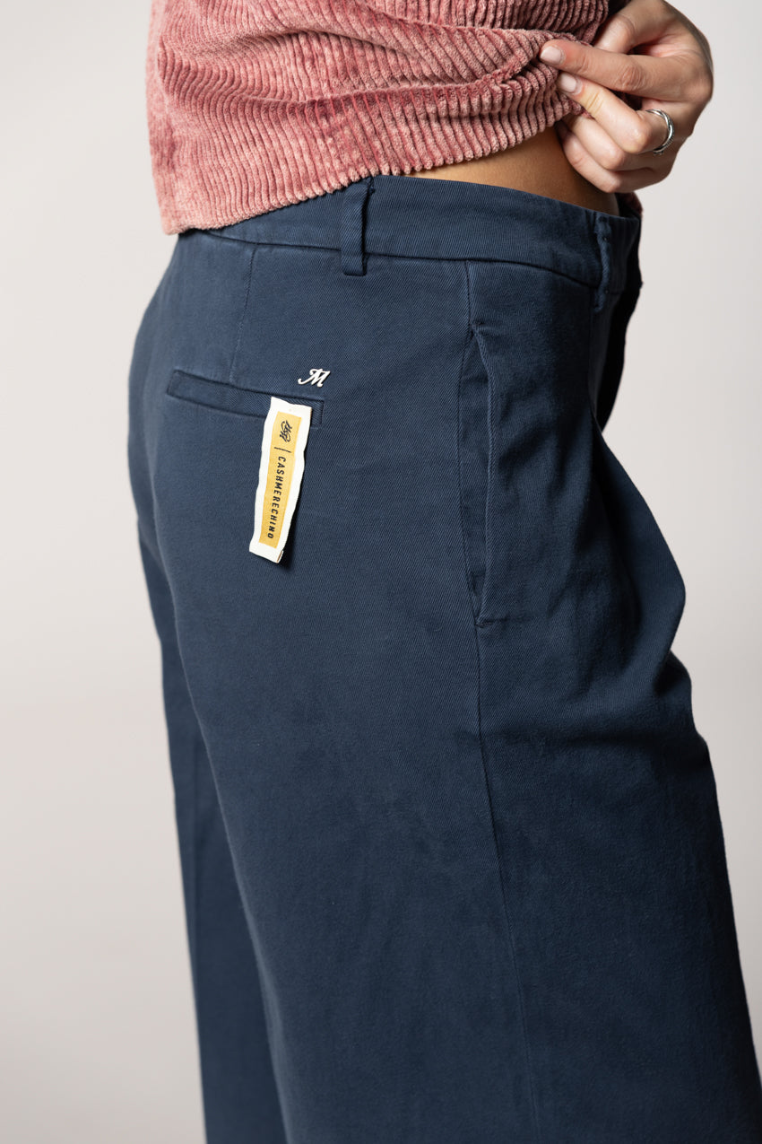 Ny Wide Pinces pantalon chino femme en coton et cachemire wide leg