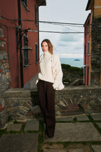 New York Wide Pinces pantalon chino femme en coton et cachemire wide leg fit