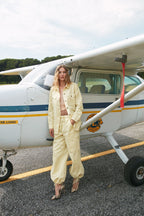 Francis Damen Cargo Jogger Hose aus Baumwoll-Leinen Twill Wide Leg