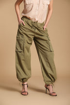 Francis Damen Cargo Jogger Hose aus Baumwoll-Leinen Twill Wide Leg 