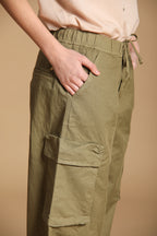 Francis Damen Cargo Jogger Hose aus Baumwoll-Leinen Twill Wide Leg 