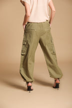Francis Damen Cargo Jogger Hose aus Baumwoll-Leinen Twill Wide Leg 