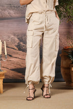 Francis Damen Cargo Jogger Hose aus Popeline Wide Leg 