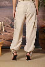Francis Damen Cargo Jogger Hose aus Popeline Wide Leg 