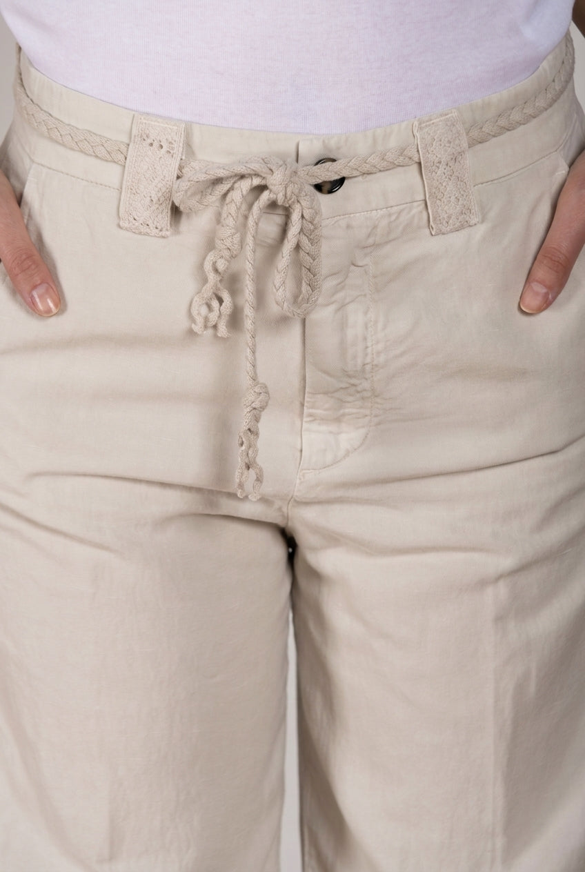 New York Studio Hose Chino Damen aus Baumwoll und Leinen Twill straight fit
