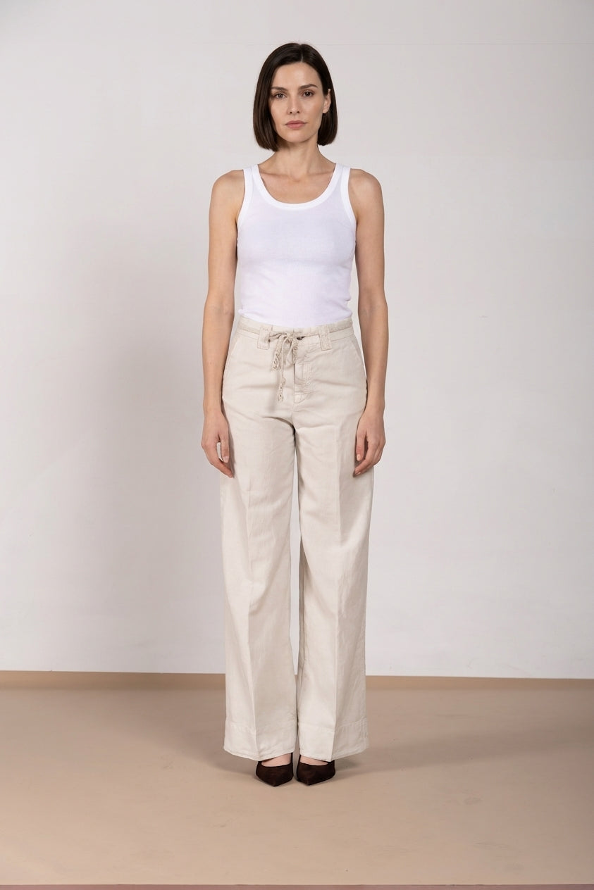 New York Studio Hose Chino Damen aus Baumwoll und Leinen Twill straight fit