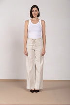 New York Studio Hose Chino Damen aus Baumwoll und Leinen Twill straight fit