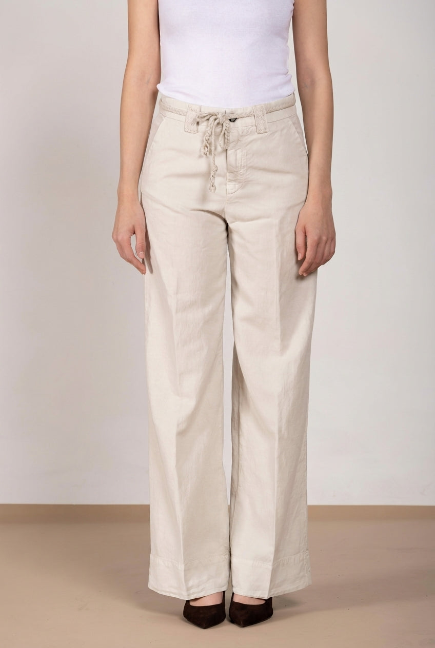 New York Studio women's chino pants in cotton and linen twill straight fit