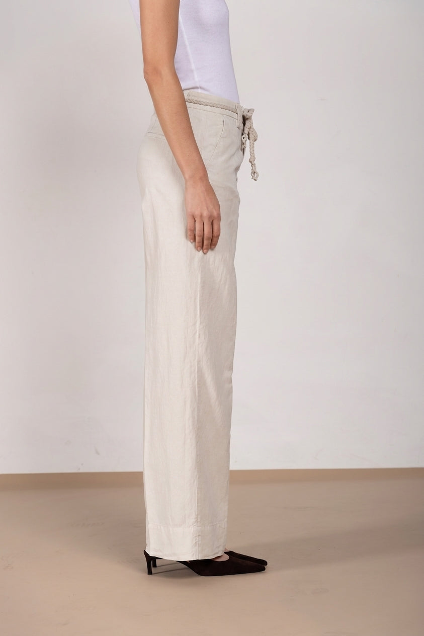 New York Studio women's chino pants in cotton and linen twill straight fit