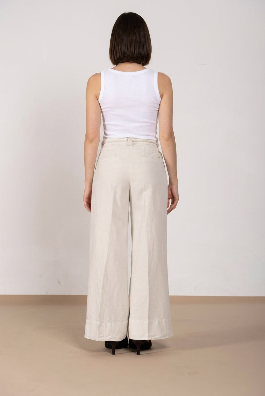 New York Studio Hose Chino Damen aus Baumwoll und Leinen Twill straight fit