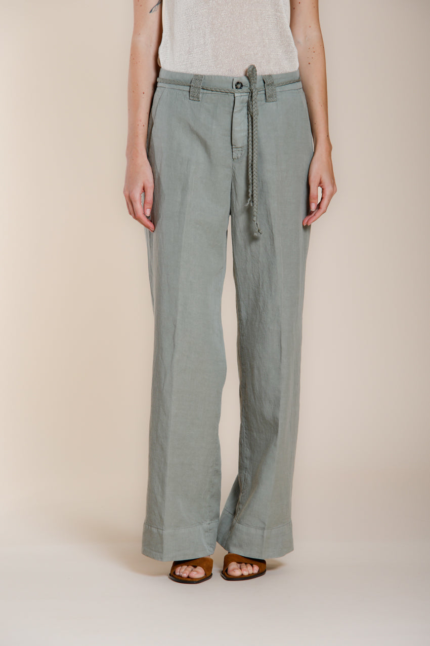 New York Studio pantalone chino donna in twill di cotone e lino straight fit