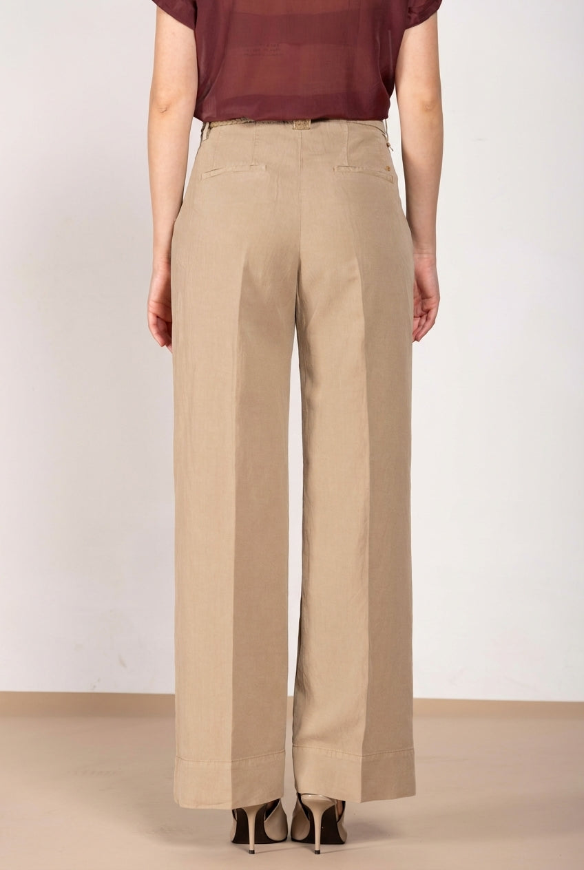 New York Studio women's chino pants in cotton and linen twill straight fit