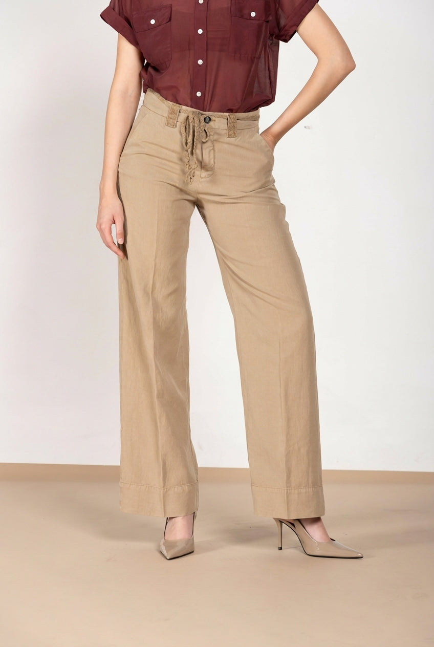 New York Studio women's chino pants in cotton and linen twill straight fit
