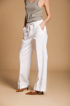 New York Studio Damen Chino Hose aus Baumwoll-Leinen-Twill Wide Leg