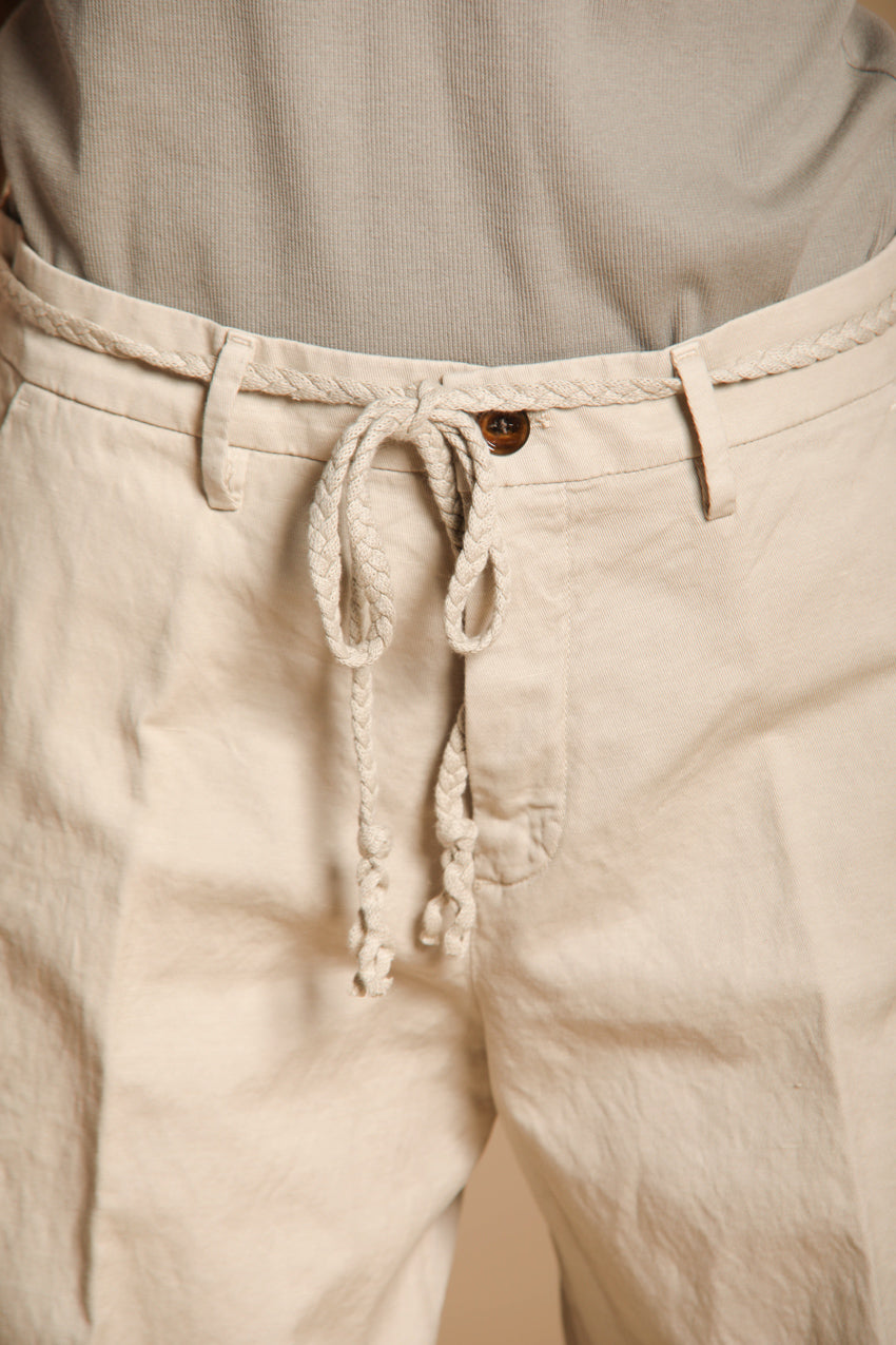 New York Studio pantalone chino donna in twill di cotone e lino wide leg