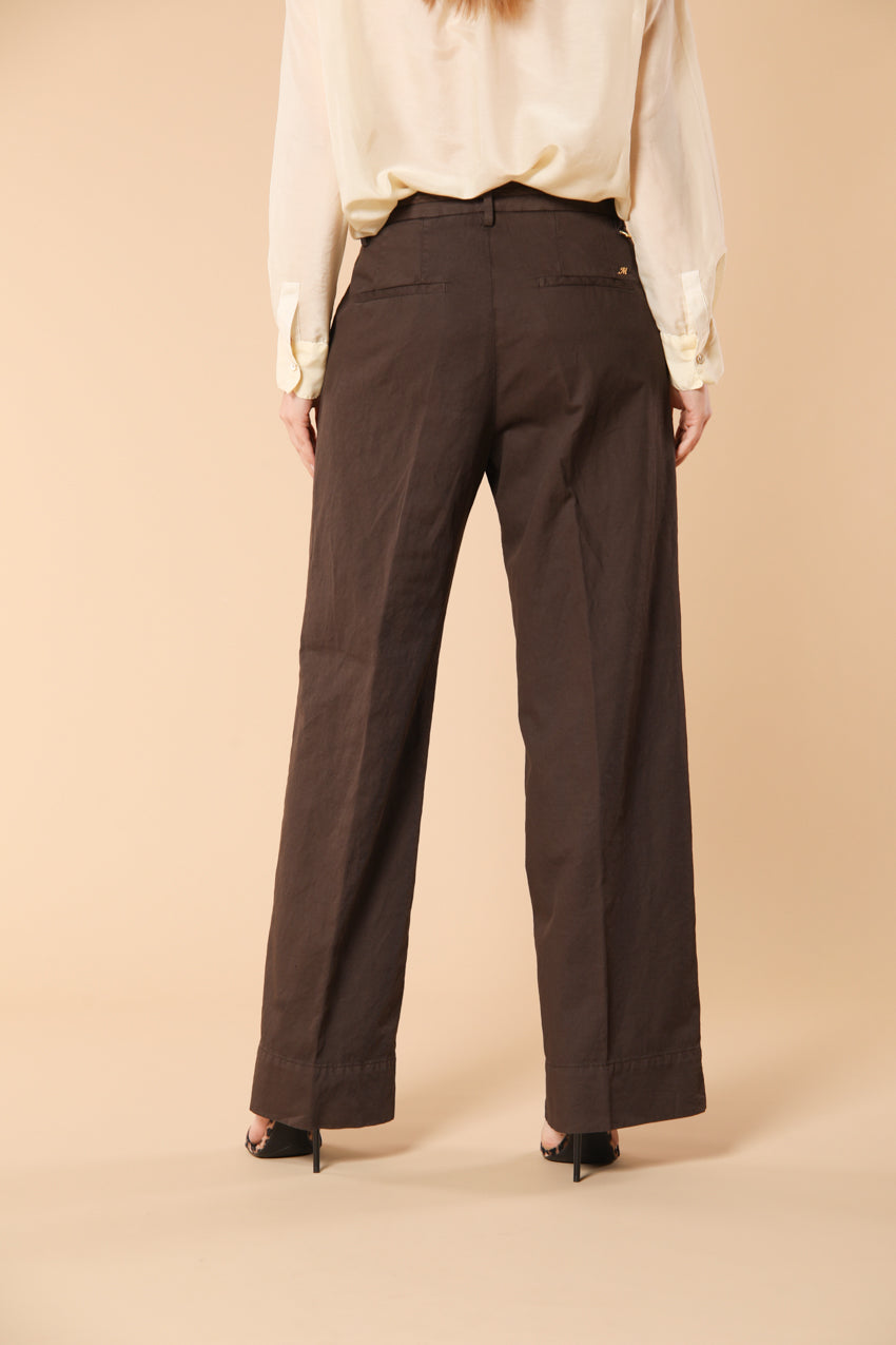 New York Studio pantalon chino femme en sergé de coton et lin wide leg
