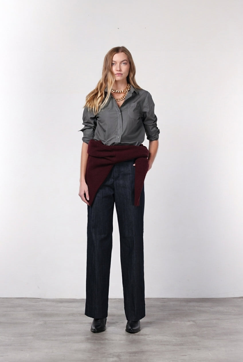 New York Studio pantalon chino femme en denim stretch, straight fit