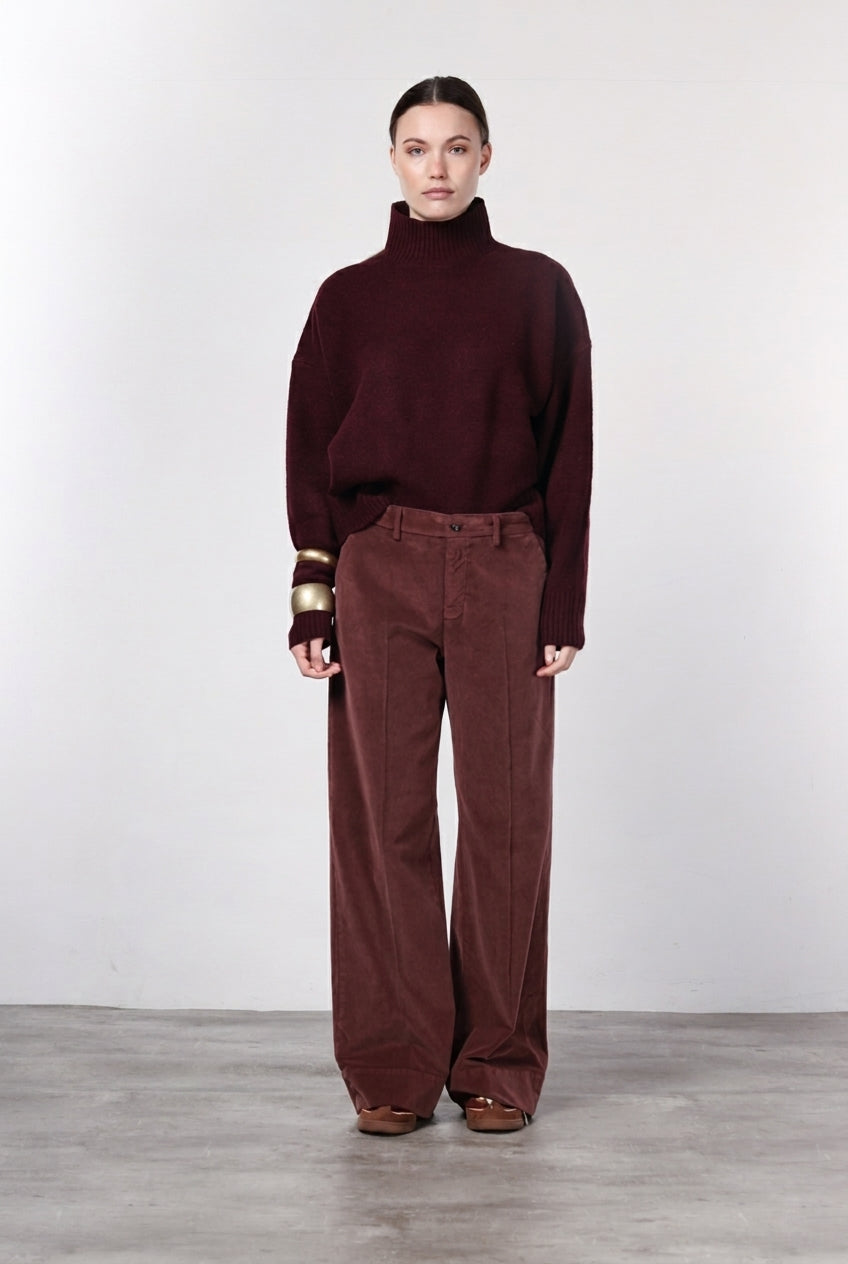 New York Studio Damen-Chinohose aus glattem Samt, Straight Fit