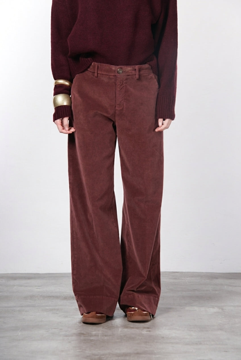 New York Studio Damen-Chinohose aus glattem Samt, Straight Fit