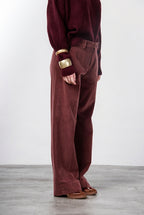 New York Studio Damen-Chinohose aus glattem Samt, Straight Fit