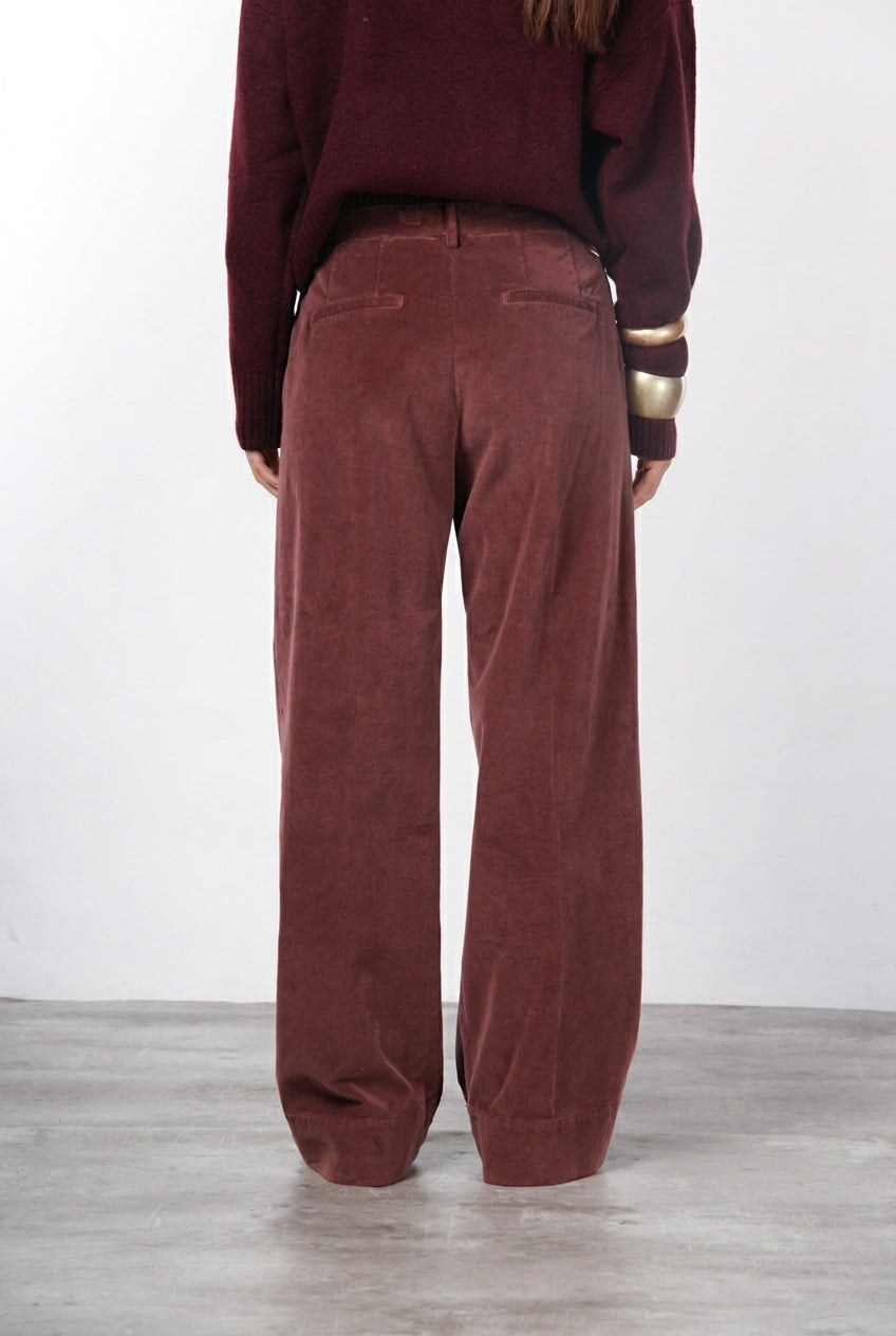 New York Studio pantalon chino femme en velours lisse, straight fit