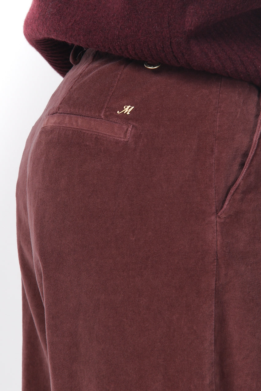 New York Studio pantalon chino femme en velours lisse, straight fit