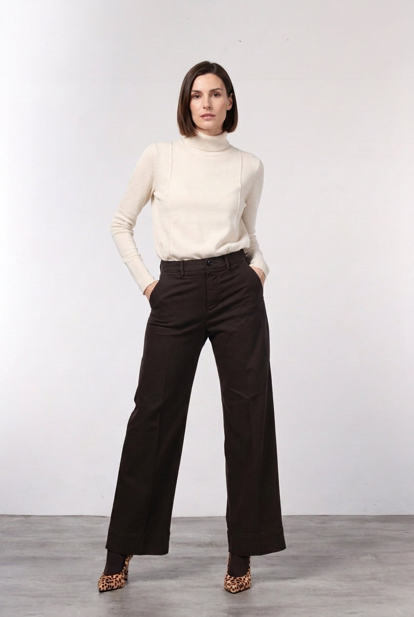 New York Studio pantalon chino femme en satin, straight fit