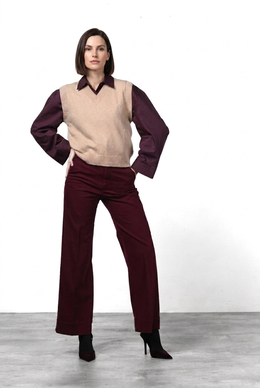 New York Studio pantalon chino femme en satin straight fit