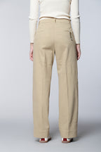New York Studio pantalone chino donna in cotone lana wide leg