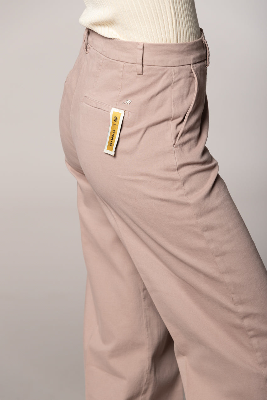 New York Studio pantalon chino femme en mélange coton-laine coupe wide leg