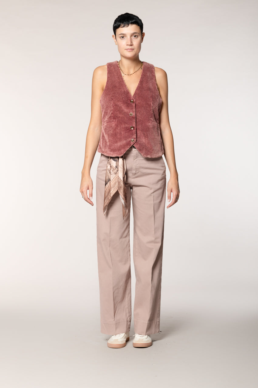 New York Studio pantalon chino femme en mélange coton-laine coupe wide leg