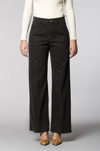 New York Studio pantalone chino donna in cotone lana wide leg