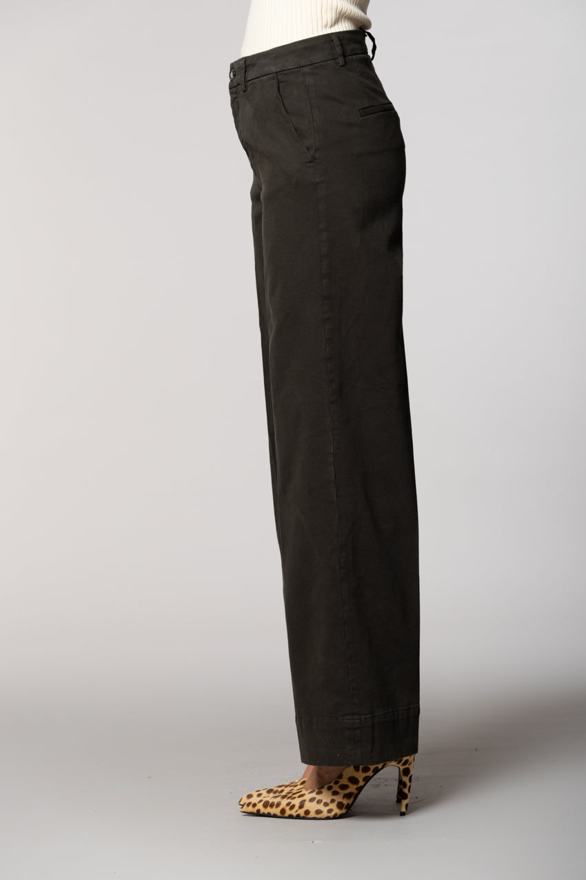 New York Studio pantalon chino femme en mélange coton-laine coupe wide leg