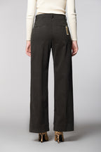 New York Studio pantalone chino donna in cotone lana wide leg