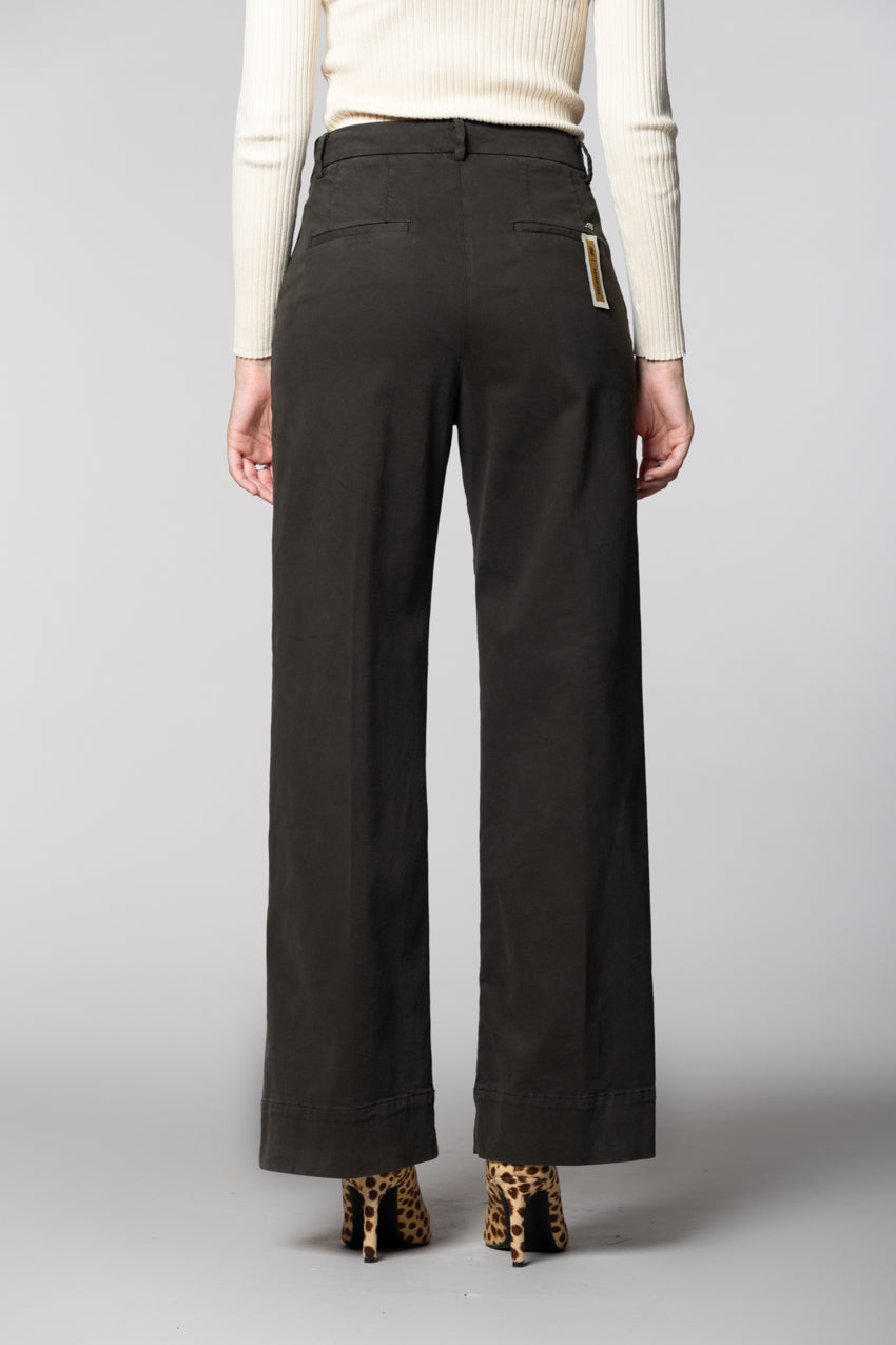 New York Studio pantalon chino femme en mélange coton-laine coupe wide leg
