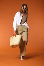 New York Studio pantalone cargo donna in twill di cotone wide leg