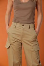 New York Studio pantalone cargo donna in twill di cotone wide leg