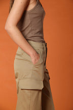 New York Studio pantalone cargo donna in twill di cotone wide leg