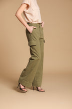 New York Studio pantalon Cargo femme en Panama flammé coton wide leg