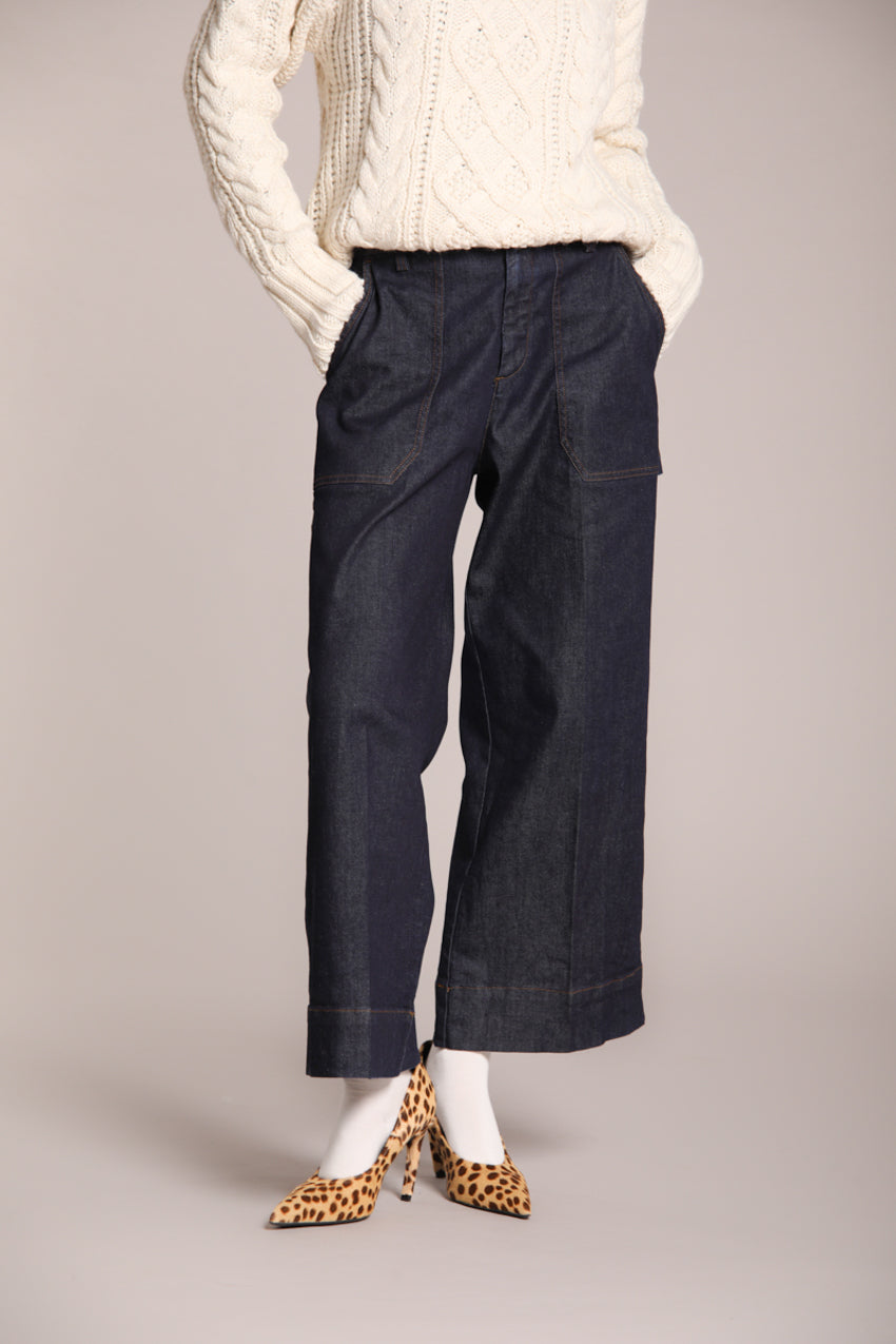 Foto 1 Dallas Wide pantaloni cargo donna in denim stretch wide leg
