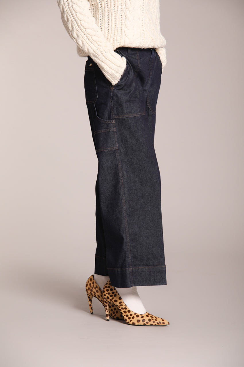 Foto 6 Dallas Wide pantaloni cargo donna in denim stretch wide leg