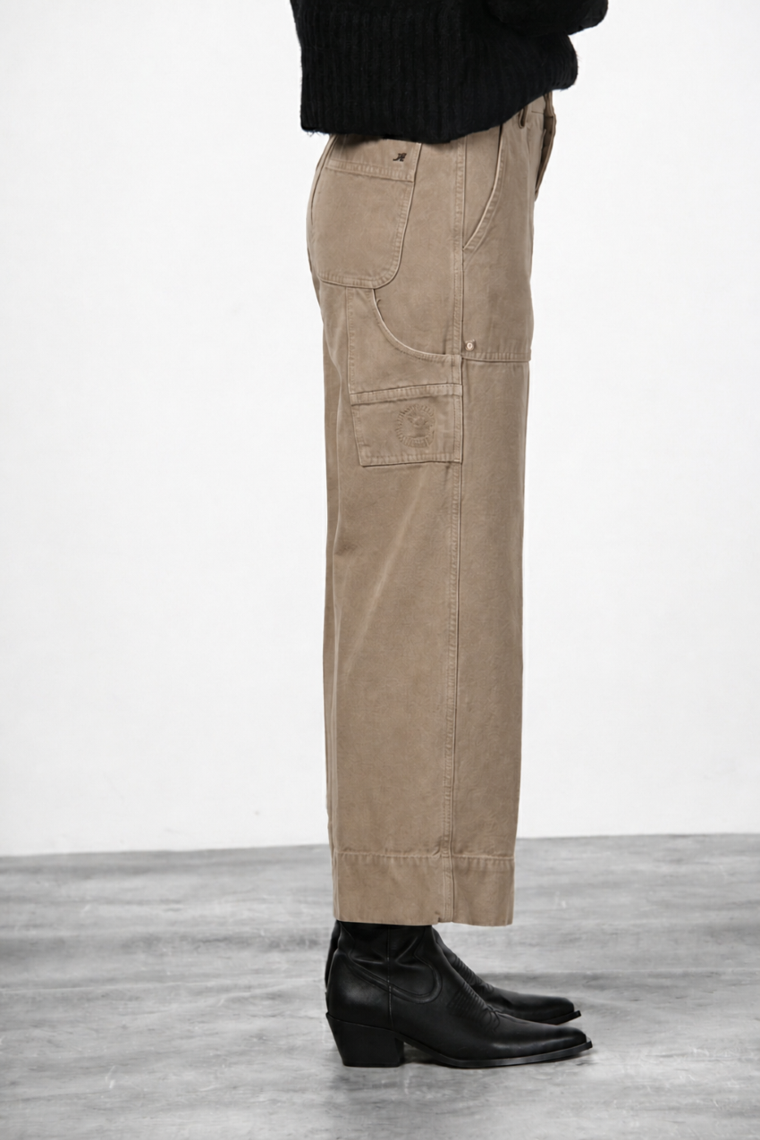 Dallas Wide pantalon chino femme en canvas straight fit