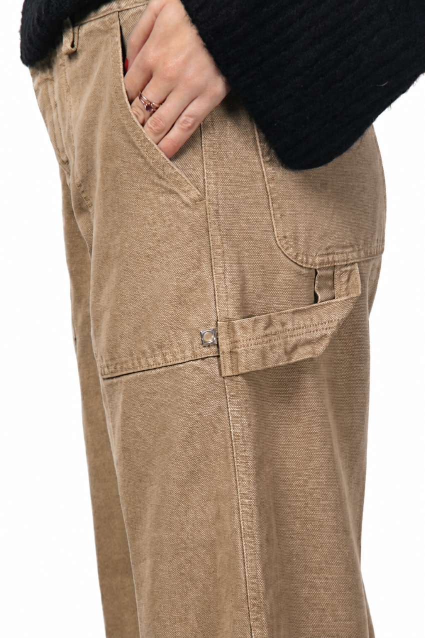 Dallas Wide pantalon chino femme en canvas straight fit
