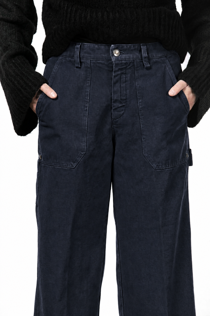 Dallas Wide pantalon chino femme en canvas straight fit