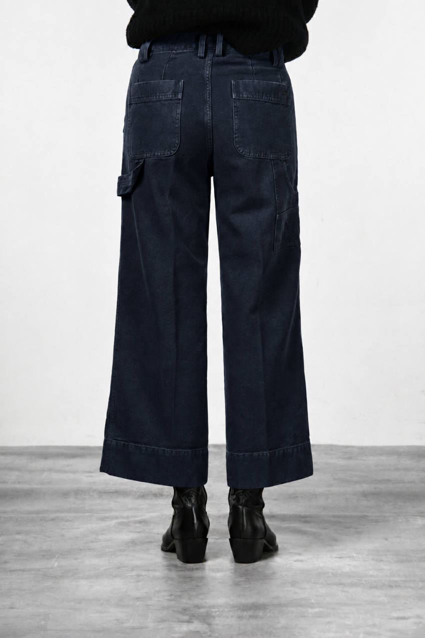 Dallas Wide pantalon chino femme en canvas straight fit